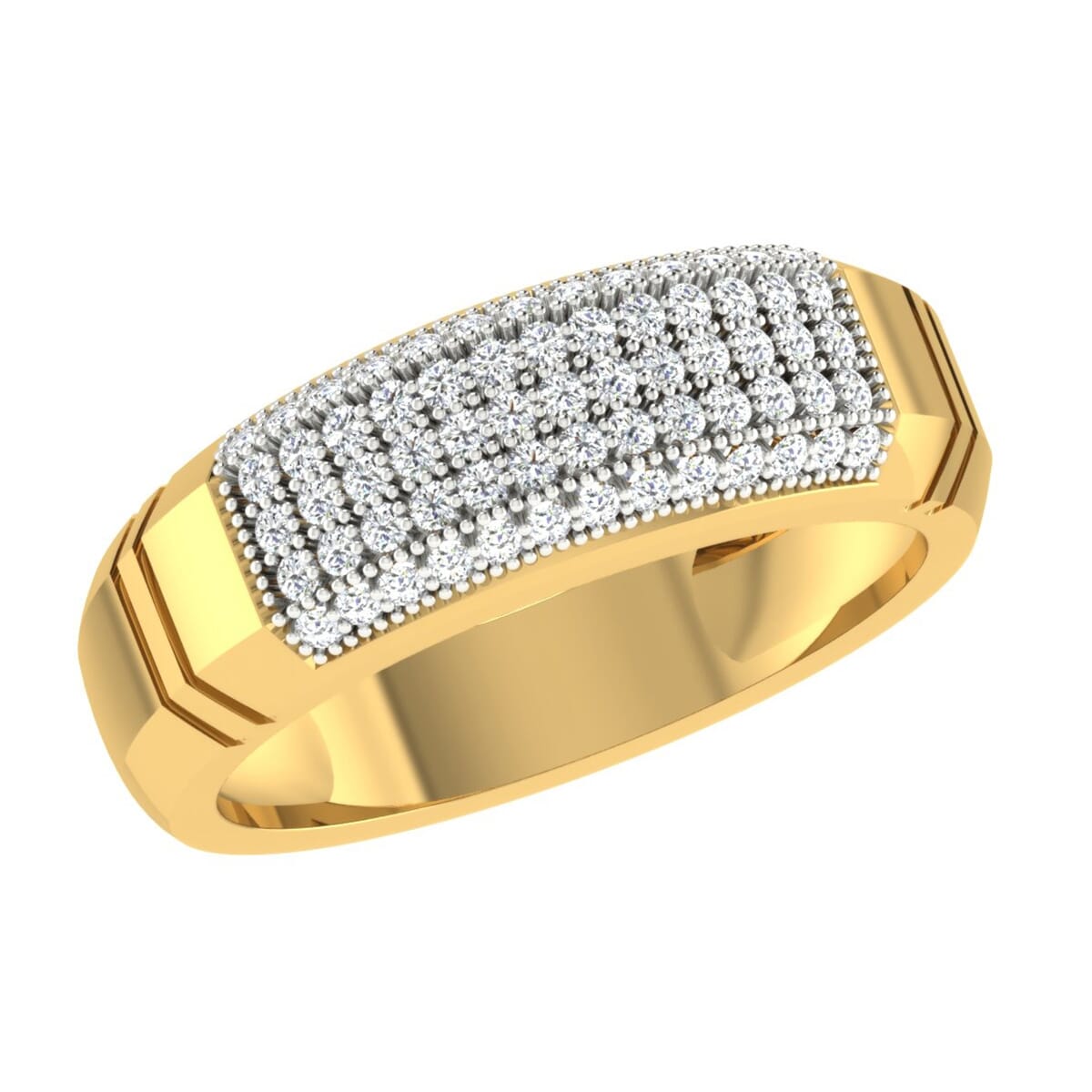 18K Gold and 0.52 Carat F Color VS Clarity Men's Diamond Ring