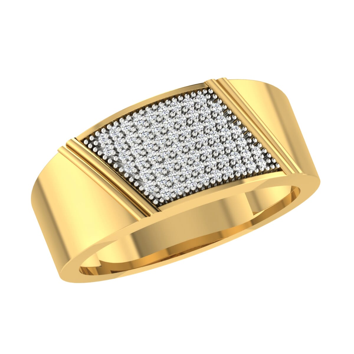 18K Gold and 0.33 Carat F Color VS Clarity Men's Diamond Ring