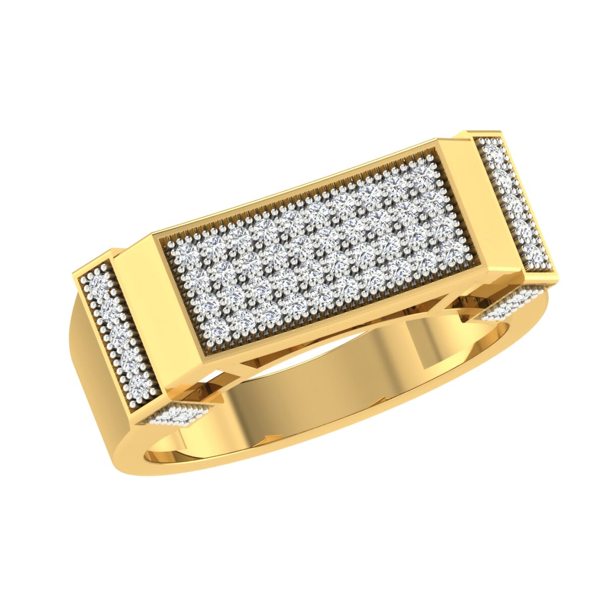 18K Gold and 0.46 Carat F Color VS Clarity Men's Diamond Ring