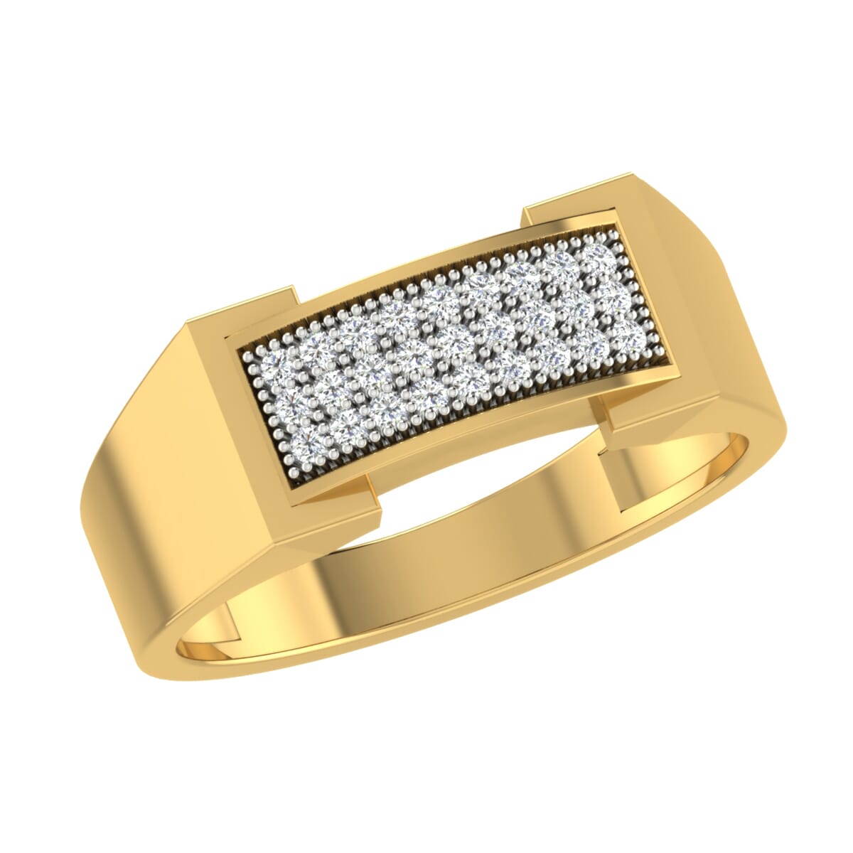 18K Gold and 0.22 Carat F Color VS Clarity Men's Diamond Ring