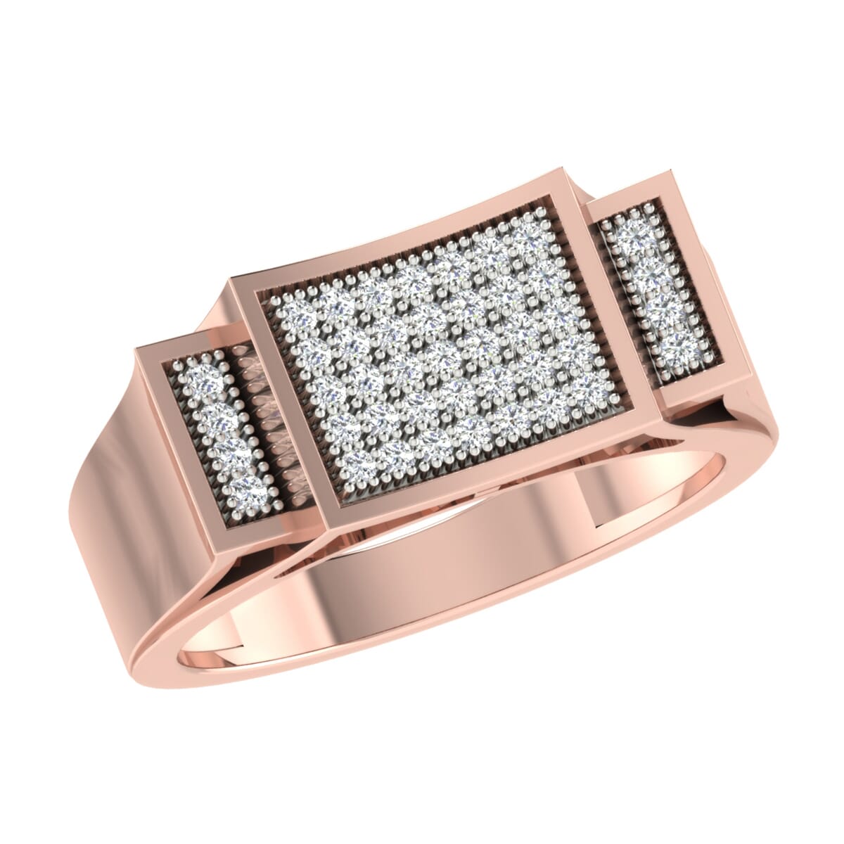 18K Gold and 0.34 Carat F Color VS Clarity Men's Diamond Ring