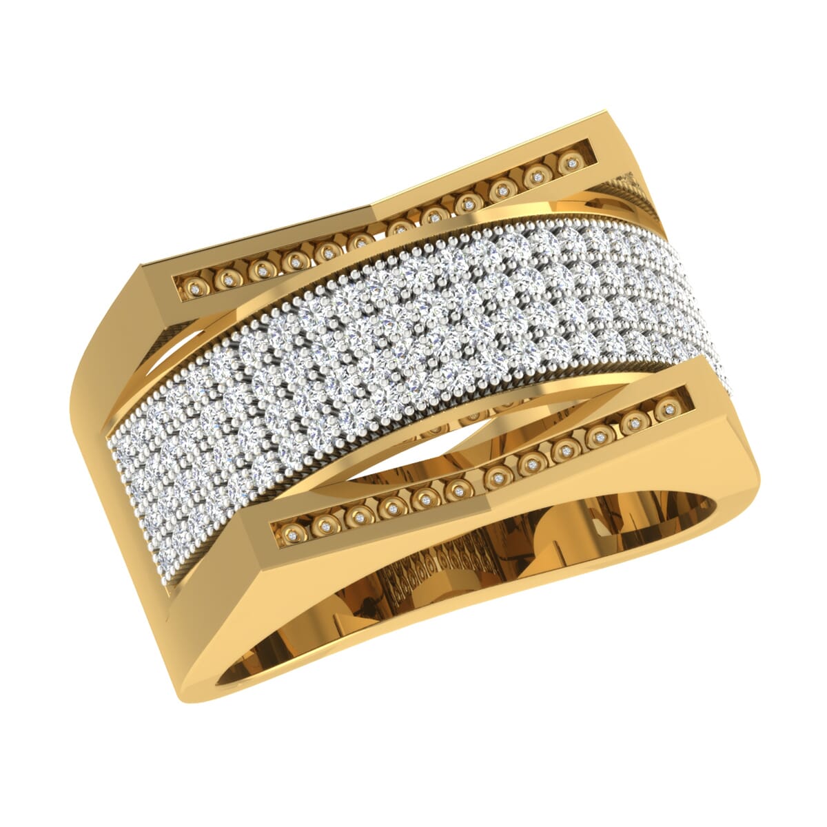 18K Gold and 0.88 Carat F Color VS Clarity Men's Diamond Ring