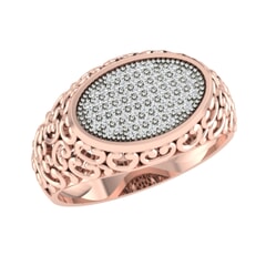 18K Gold and 0.31 Carat F Color VS Clarity Men's Diamond Ring