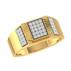 18K Gold and 0.32 Carat F Color VS Clarity Men's Diamond Ring